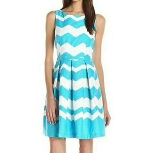 Taylor Pleated Chevron Jacquard Fit Flare Dress

8